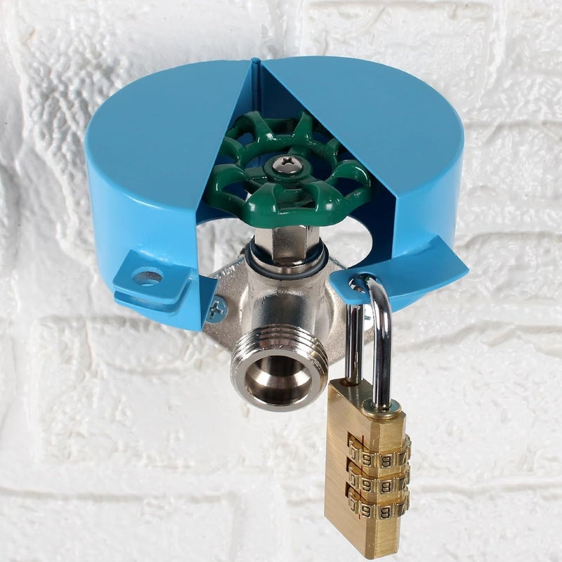 Dakekou Faucet Locks Outdoor,Hose Spigot，Made of Metal Suitable for Garden Faucets,Hose BibWater Hose,Water Faucet Lock,Prevent Water Bandit(Blue with Padlock) - Image 3
